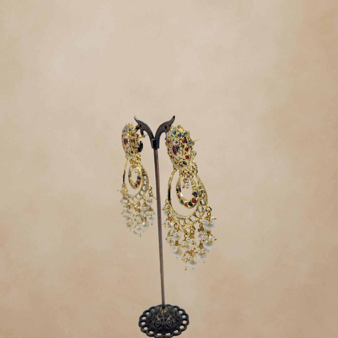 Aabhira Pearl Drop Jadau Earrings