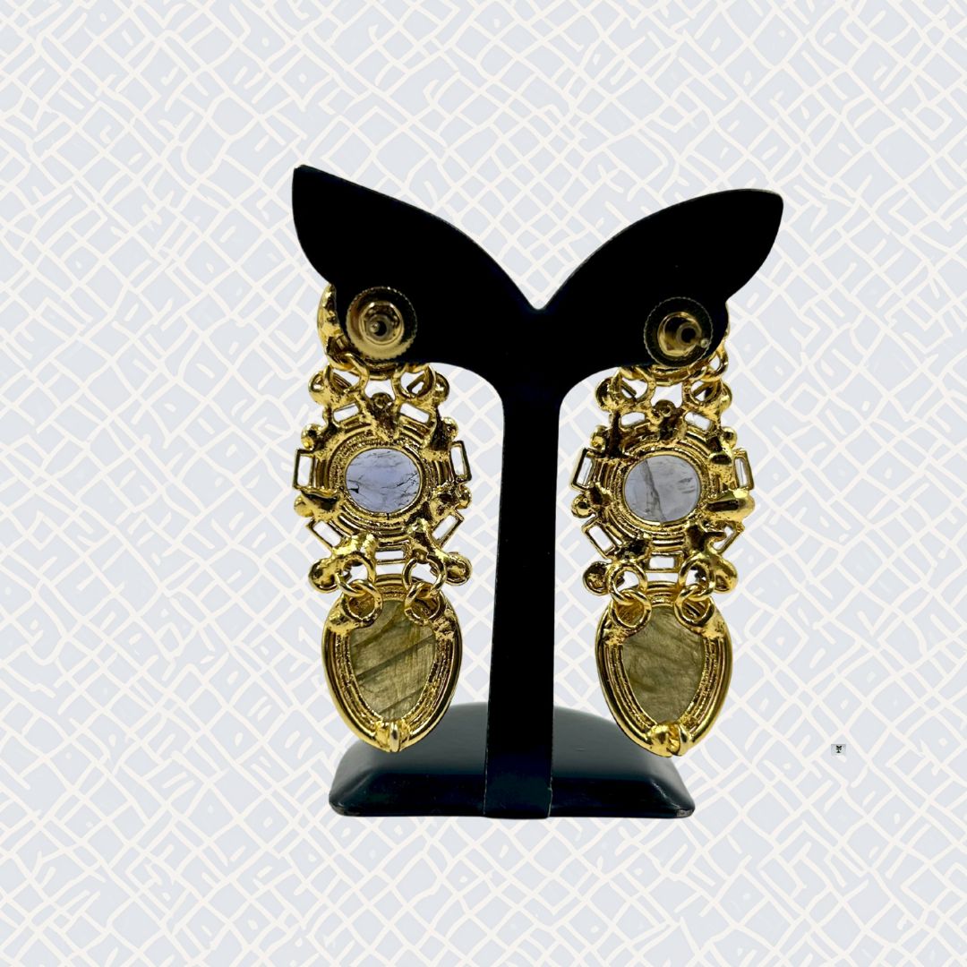 Celestial Grace Trio-Stone Earrings