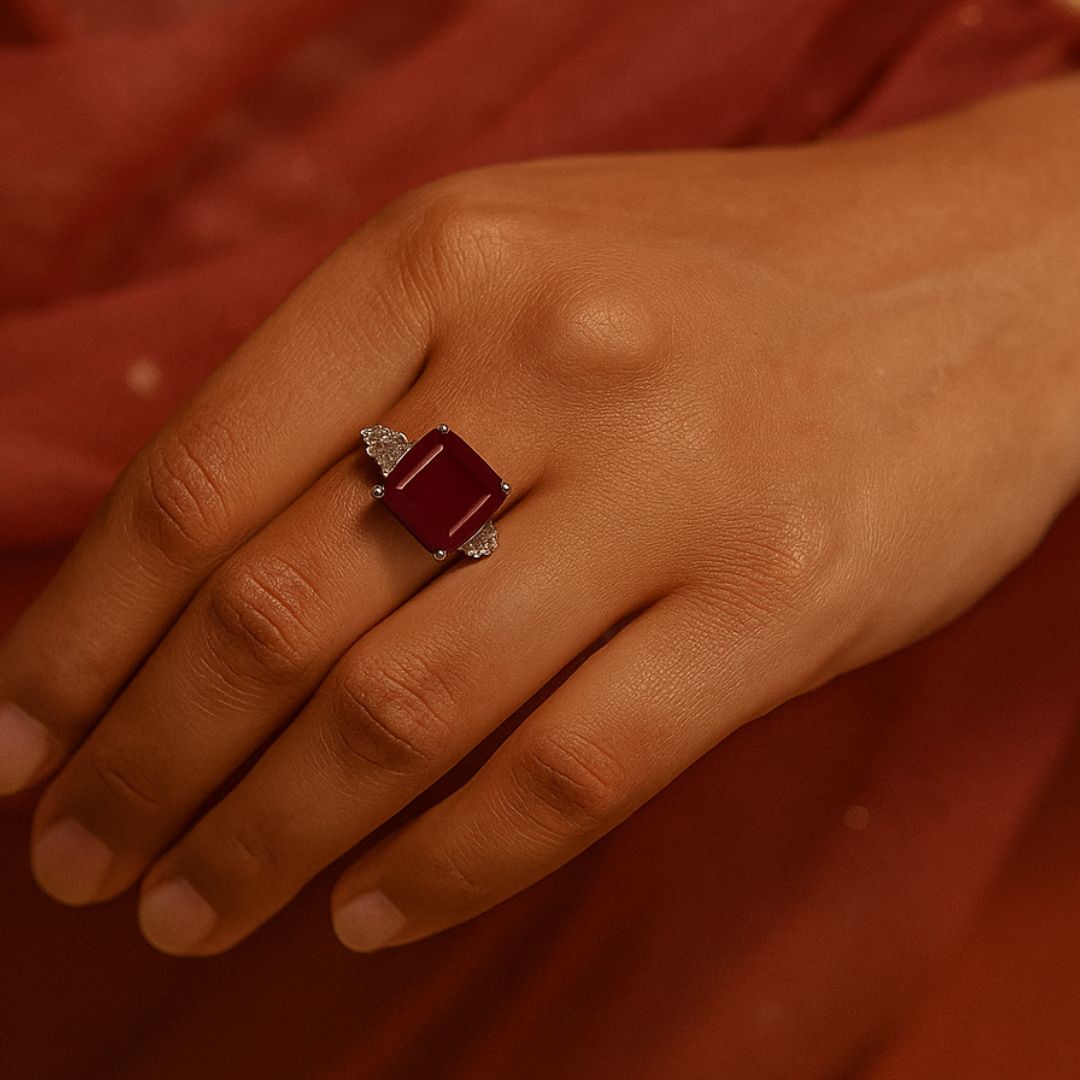 Crimson Empress American Diamond Ring