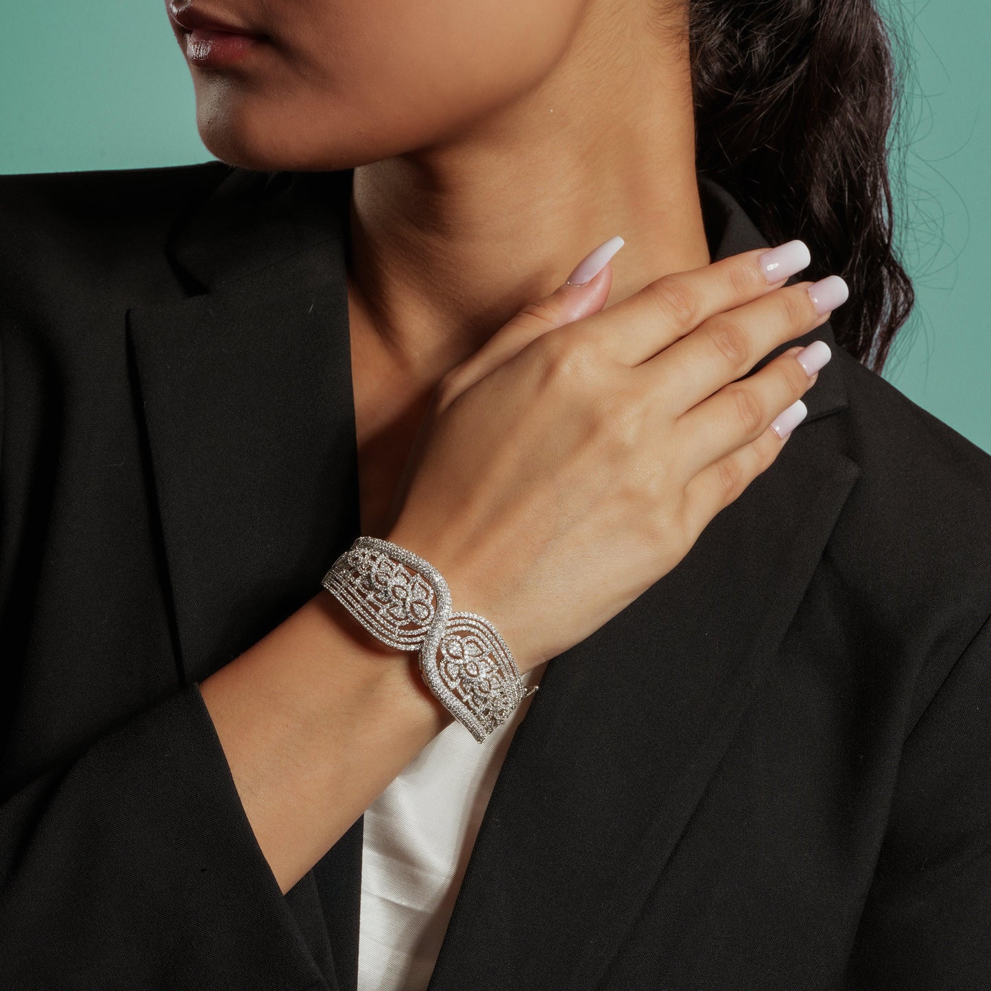 Graceful American Diamond Wave Bracelet