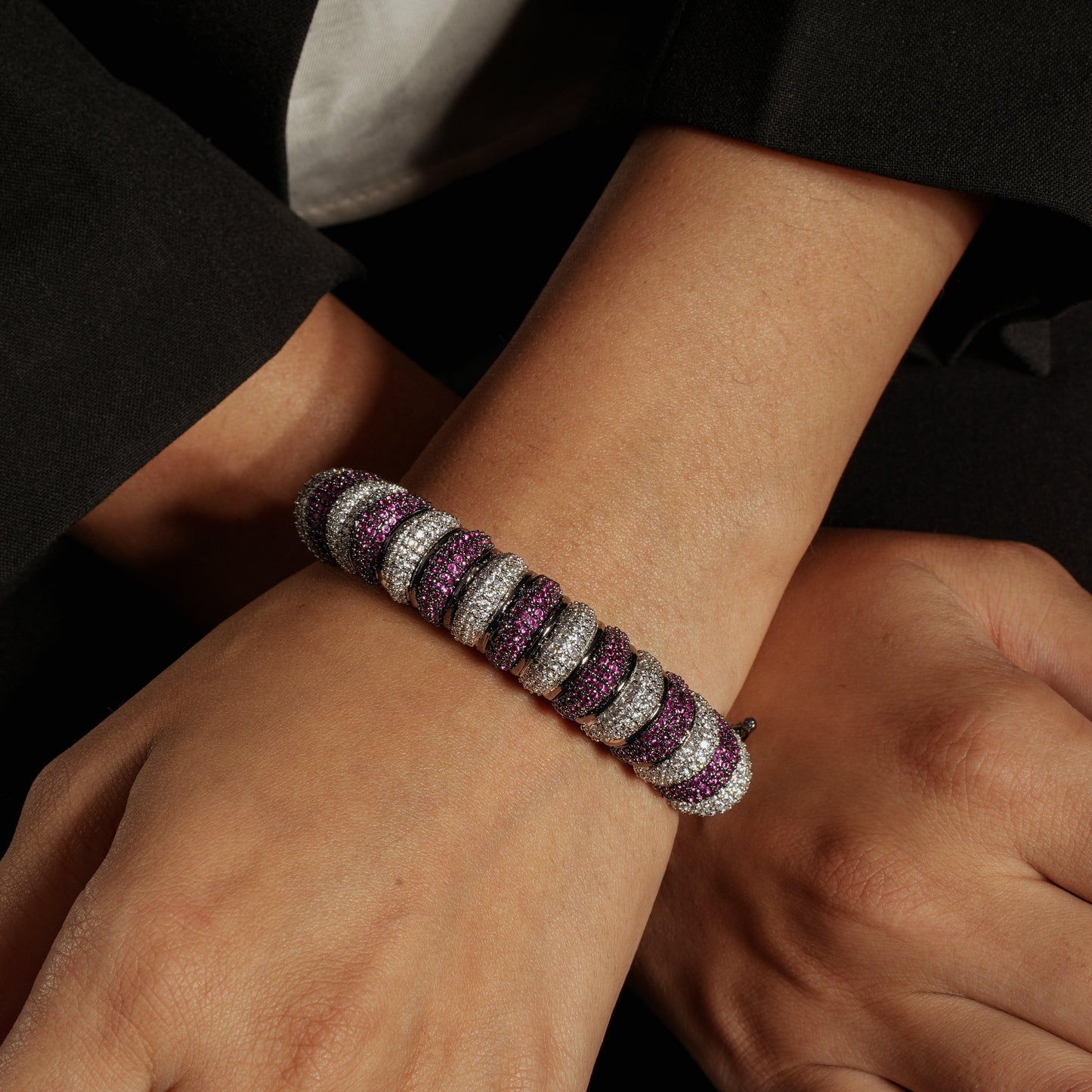 Elegant Dual-Tone American Diamond Bracelet