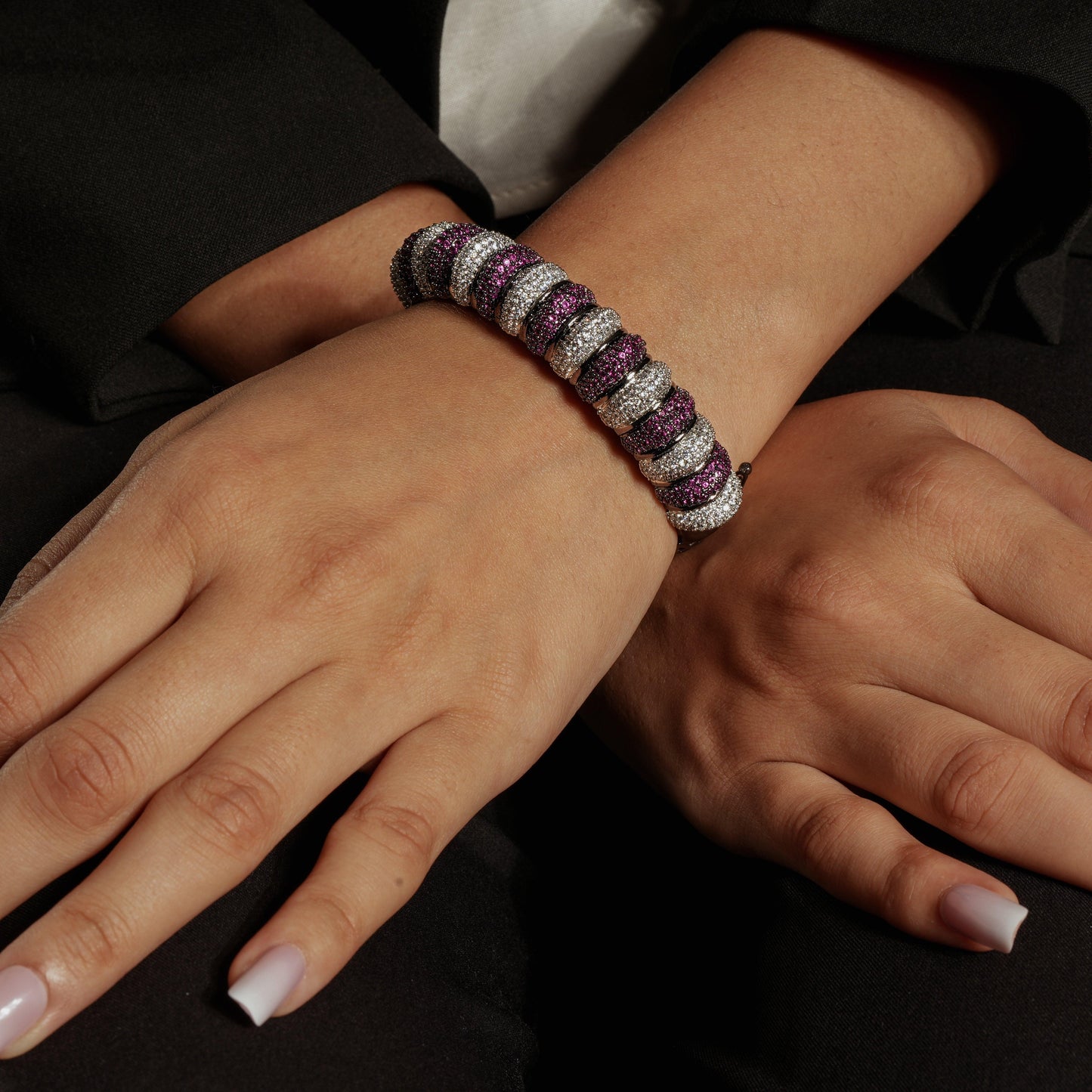 Elegant Dual-Tone American Diamond Bracelet