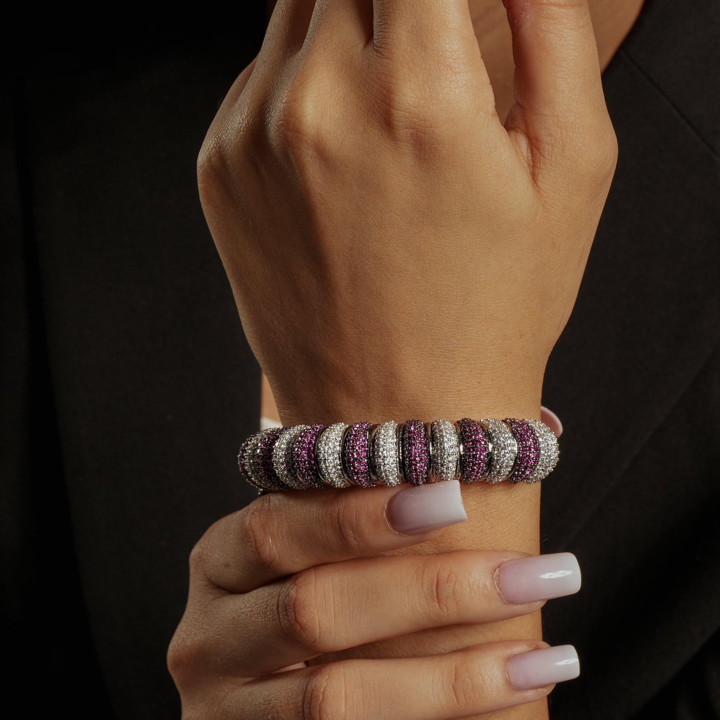 Elegant Dual-Tone American Diamond Bracelet