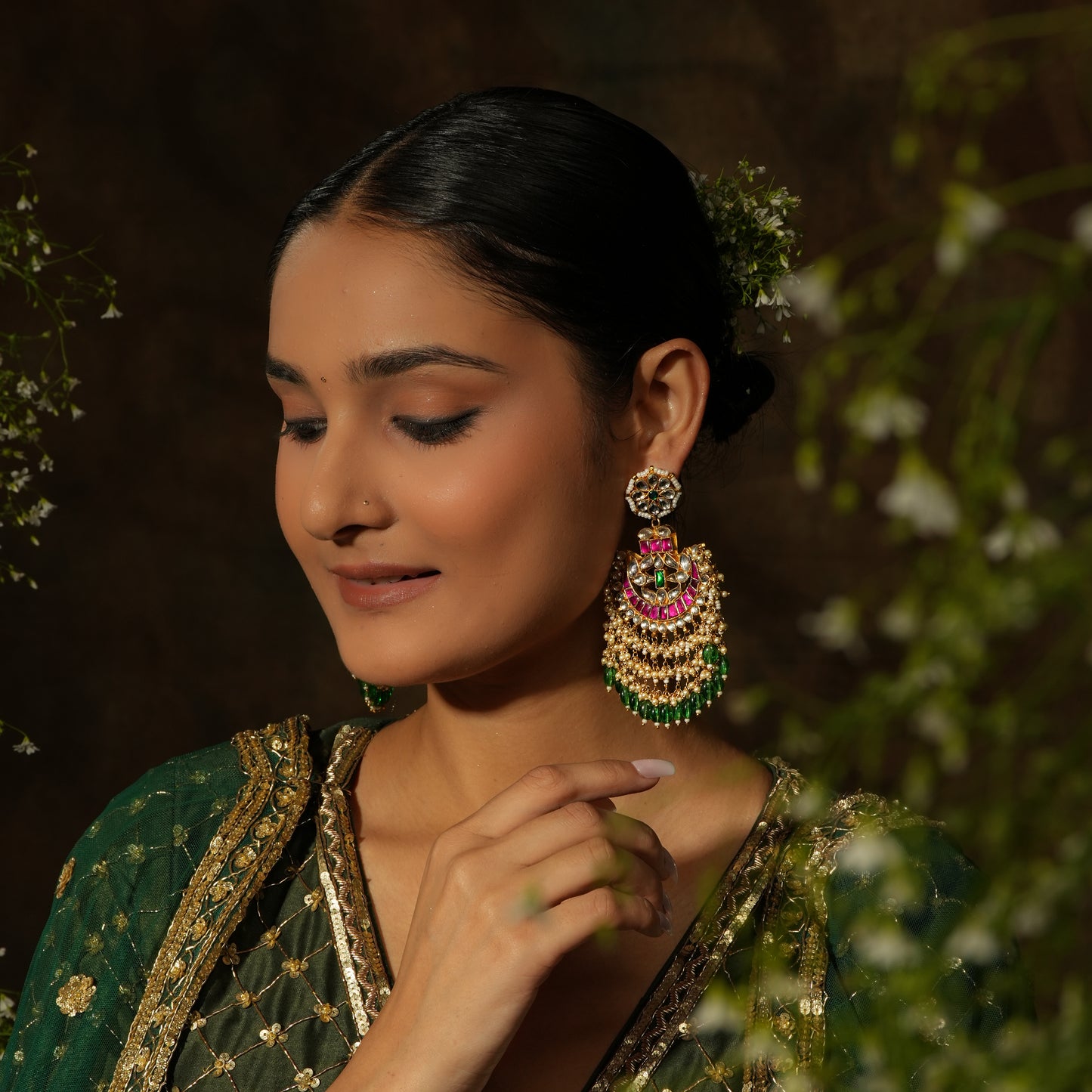 Grand Kundan Chandbali Earrings – A Royal Statement