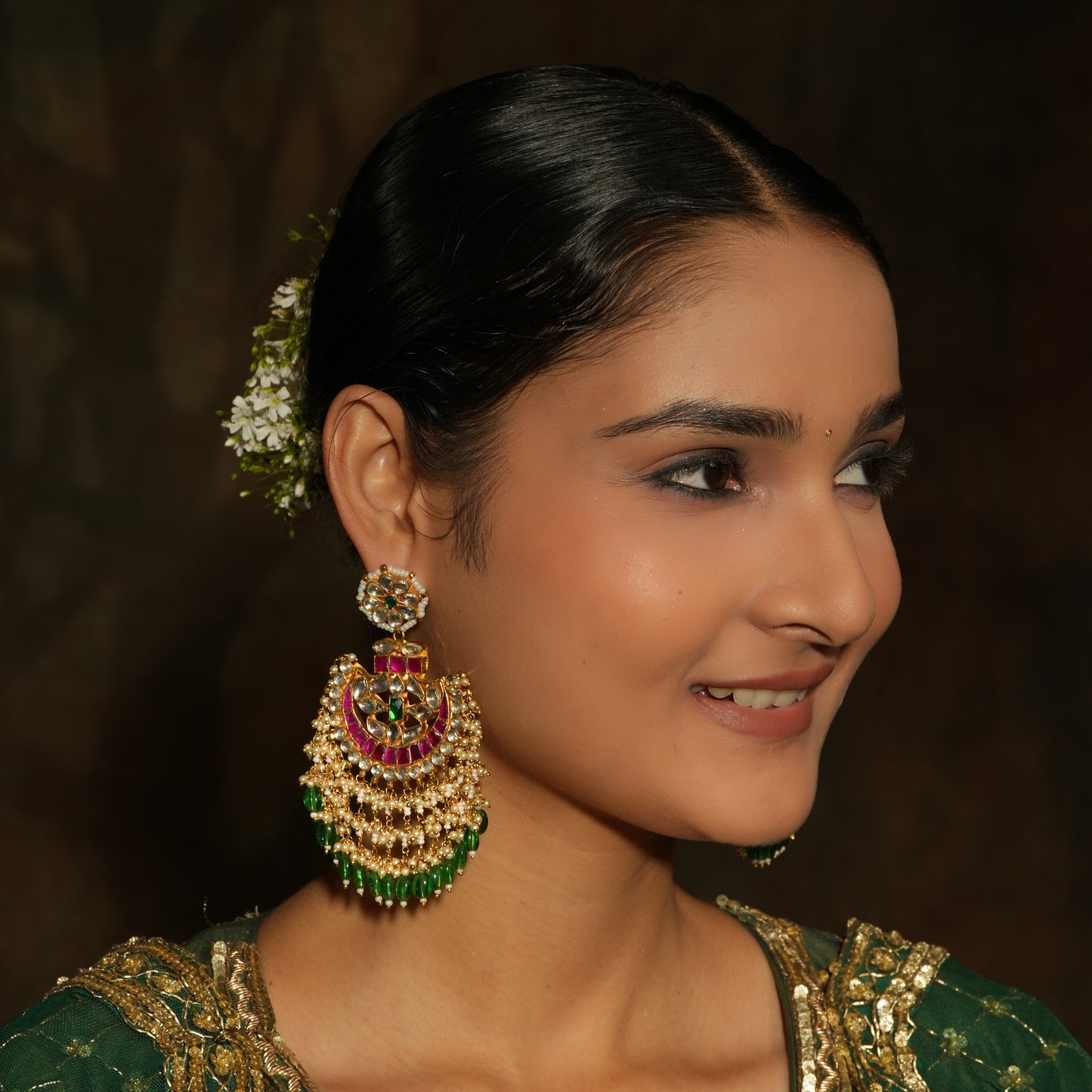 Grand Kundan Chandbali Earrings – A Royal Statement