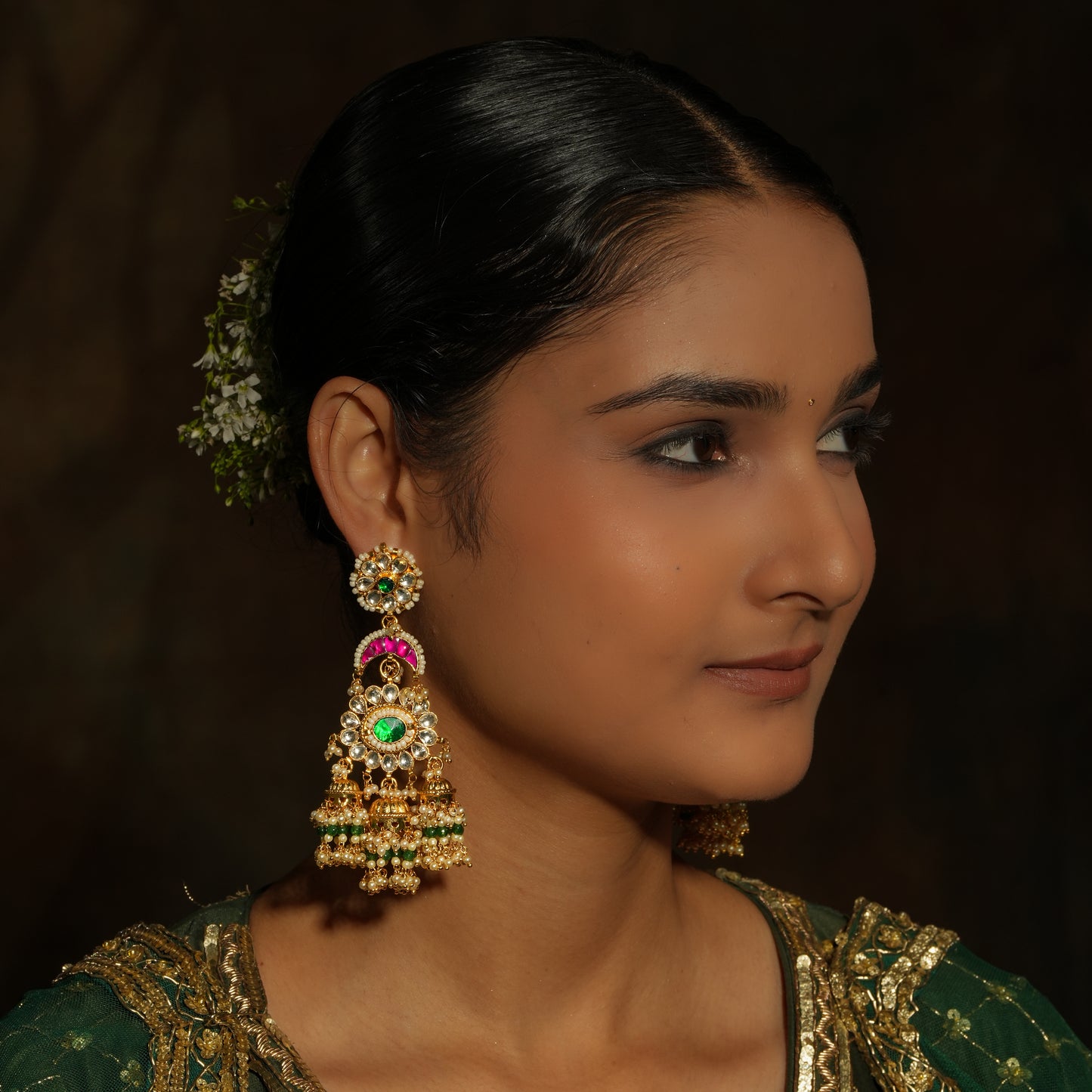 Royal Kundan & Pearl Jhumka Earrings