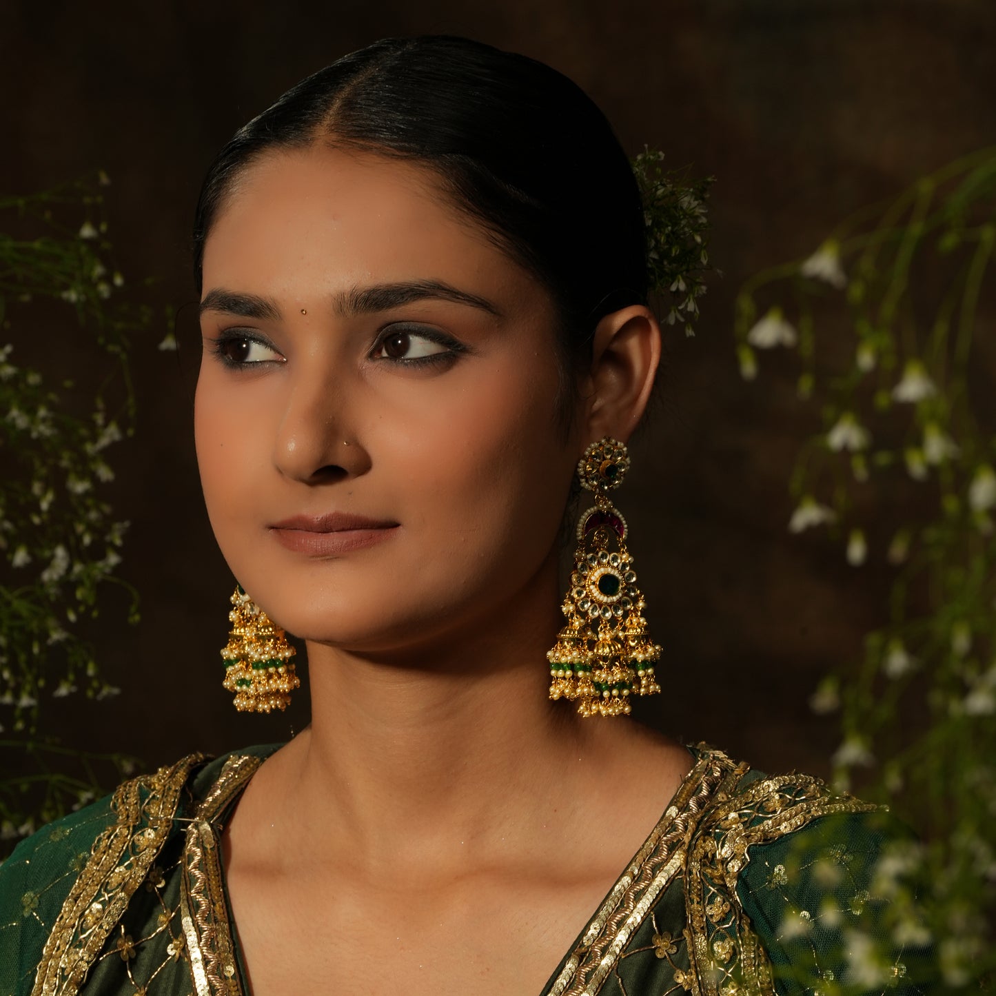 Royal Kundan & Pearl Jhumka Earrings