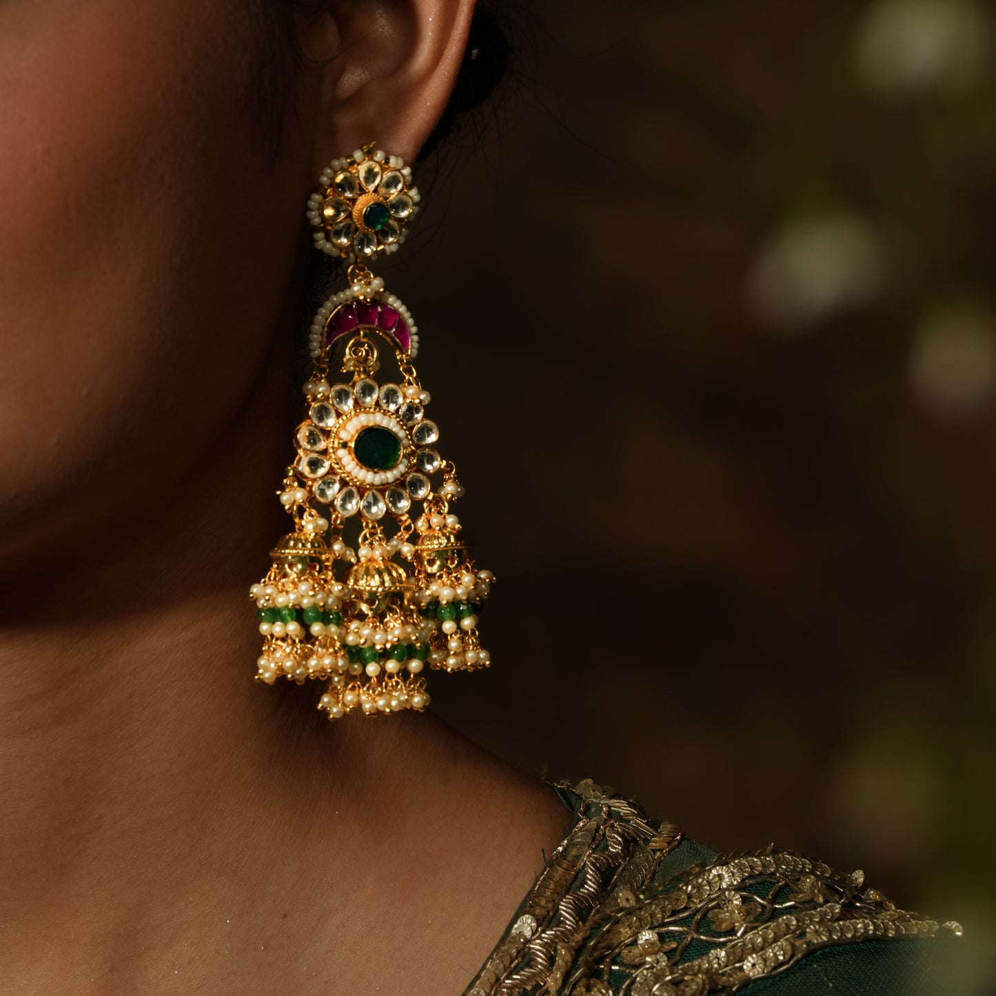 Royal Kundan & Pearl Jhumka Earrings