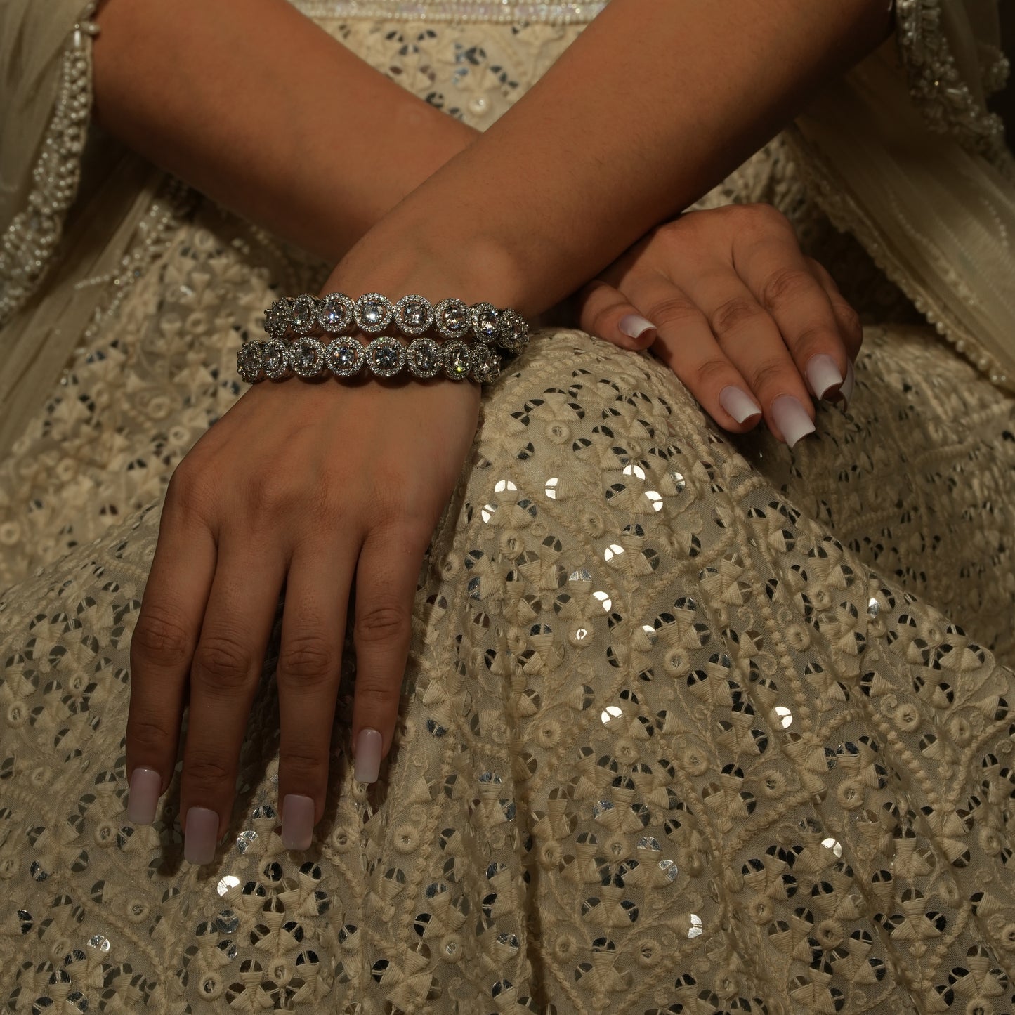 Exquisite American Diamond Halo Bangles – A Timeless Classic