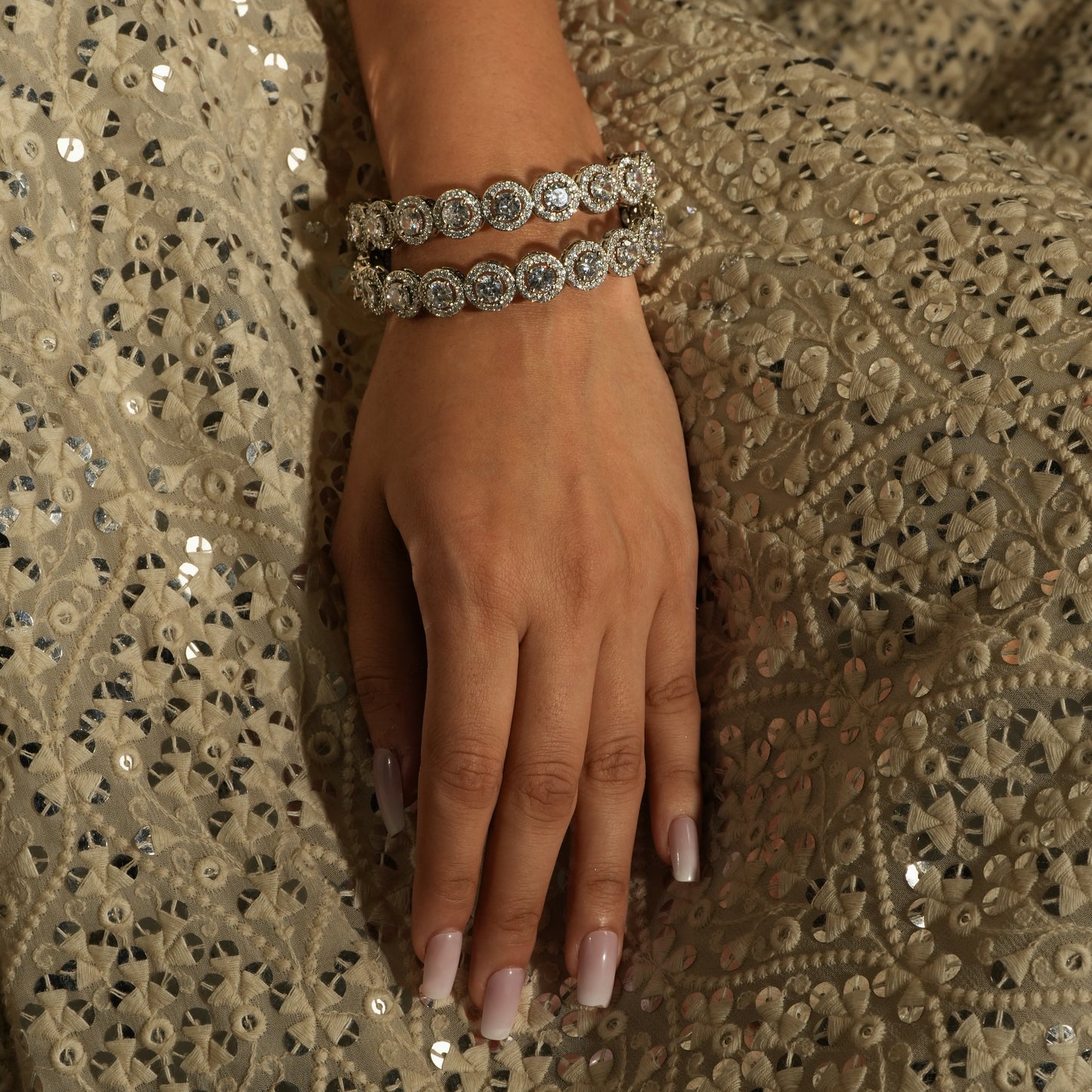 Exquisite American Diamond Halo Bangles – A Timeless Classic