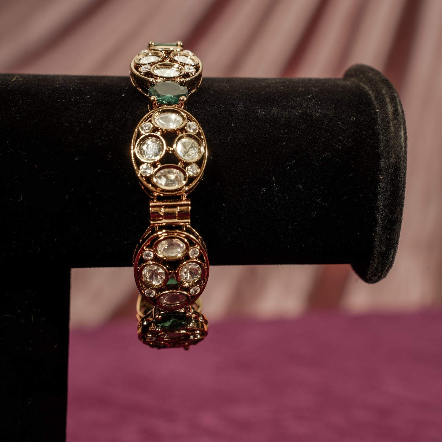 Regal Kundan & Emerald Gold Bangles