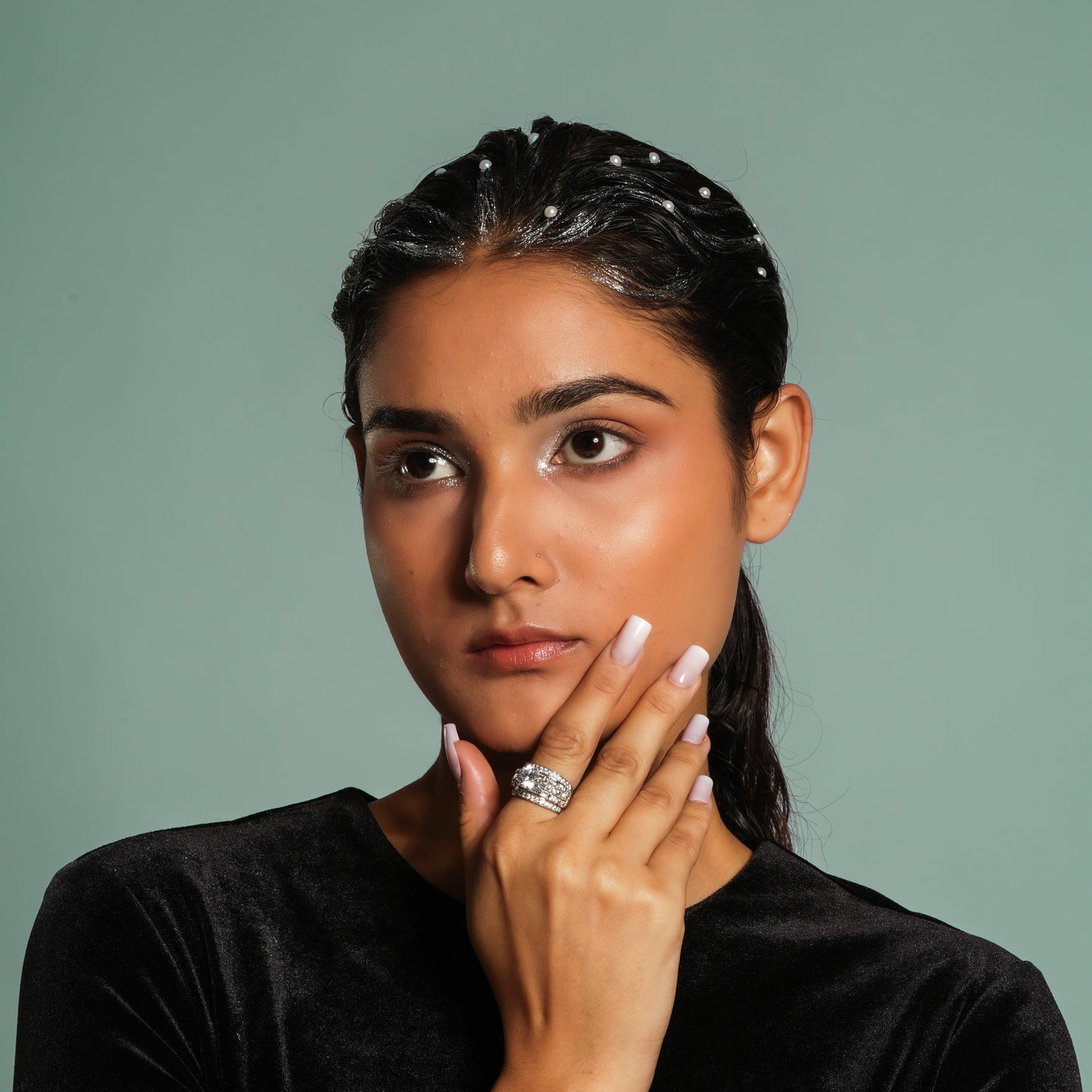 Statement Silver Ring with American Diamonds