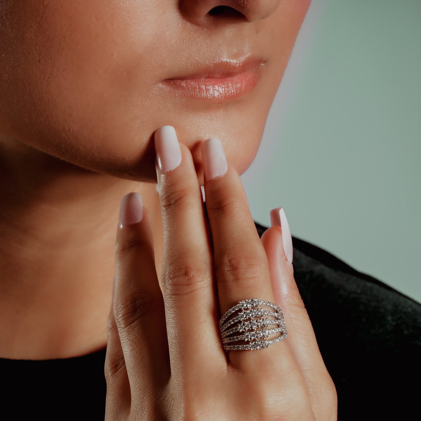 Luxe Radiance American Diamond Silver Ring