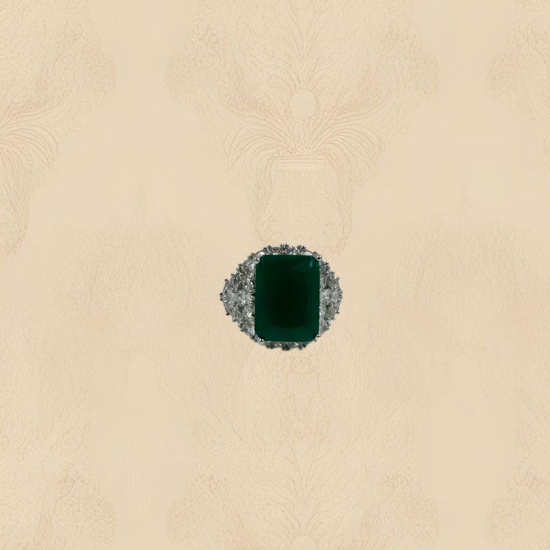 Emerald Allure American Diamond Ring