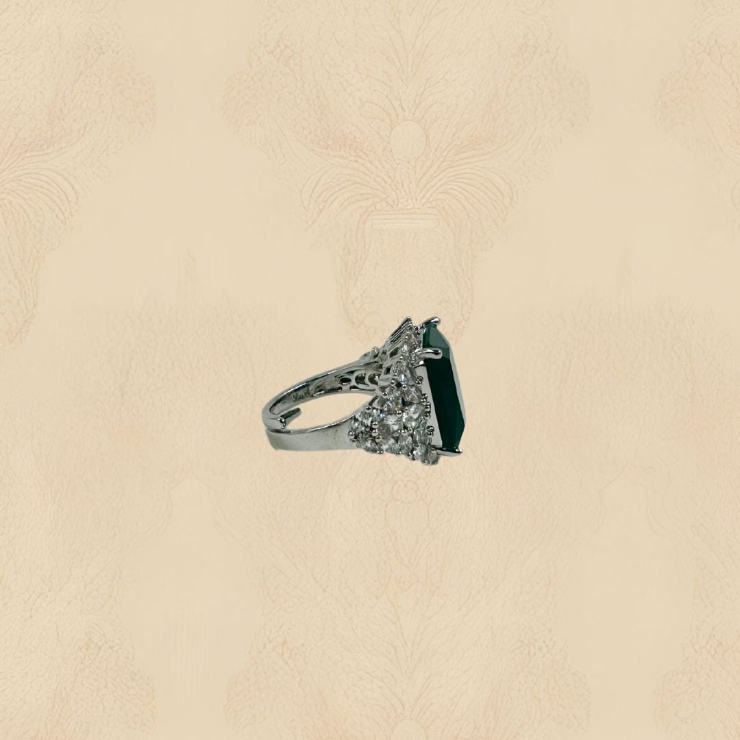 Emerald Allure American Diamond Ring