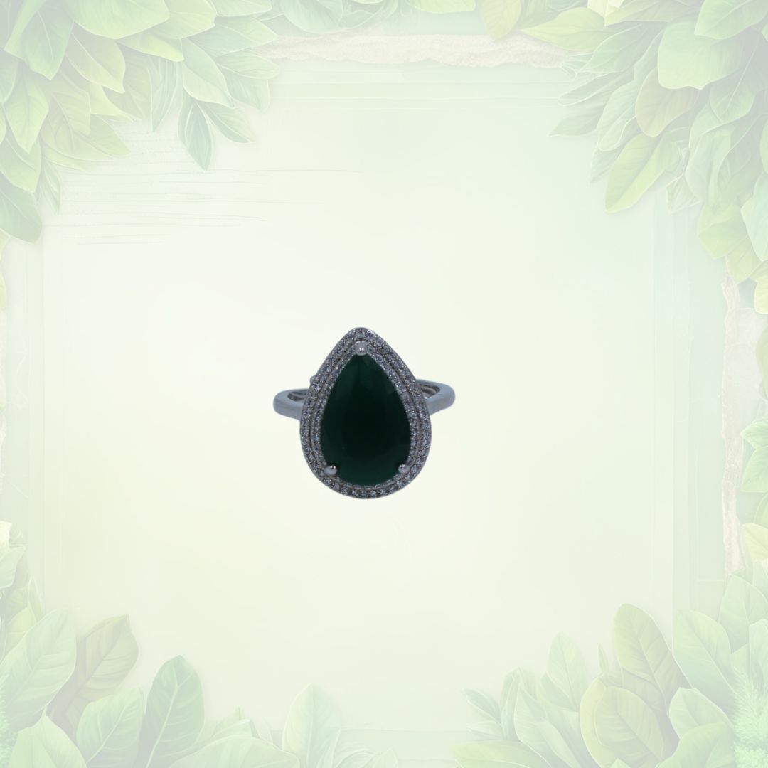 Emerald Dewdrop Adjustable Ring