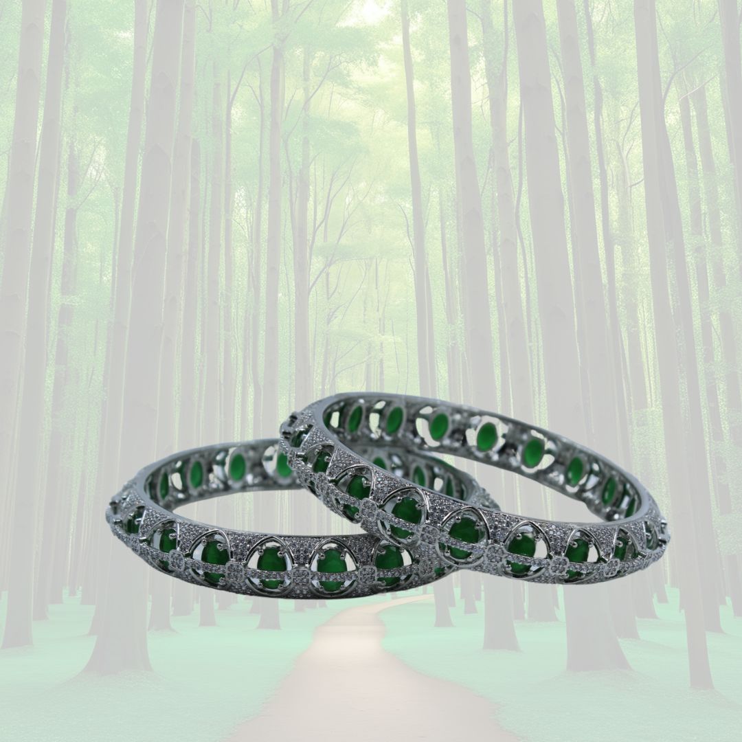 Emerald Elegance American Diamond Bangles