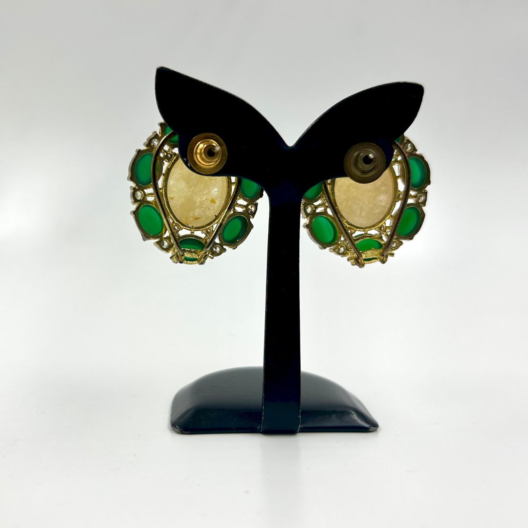 Emerald Glow Stone Stud Earrings