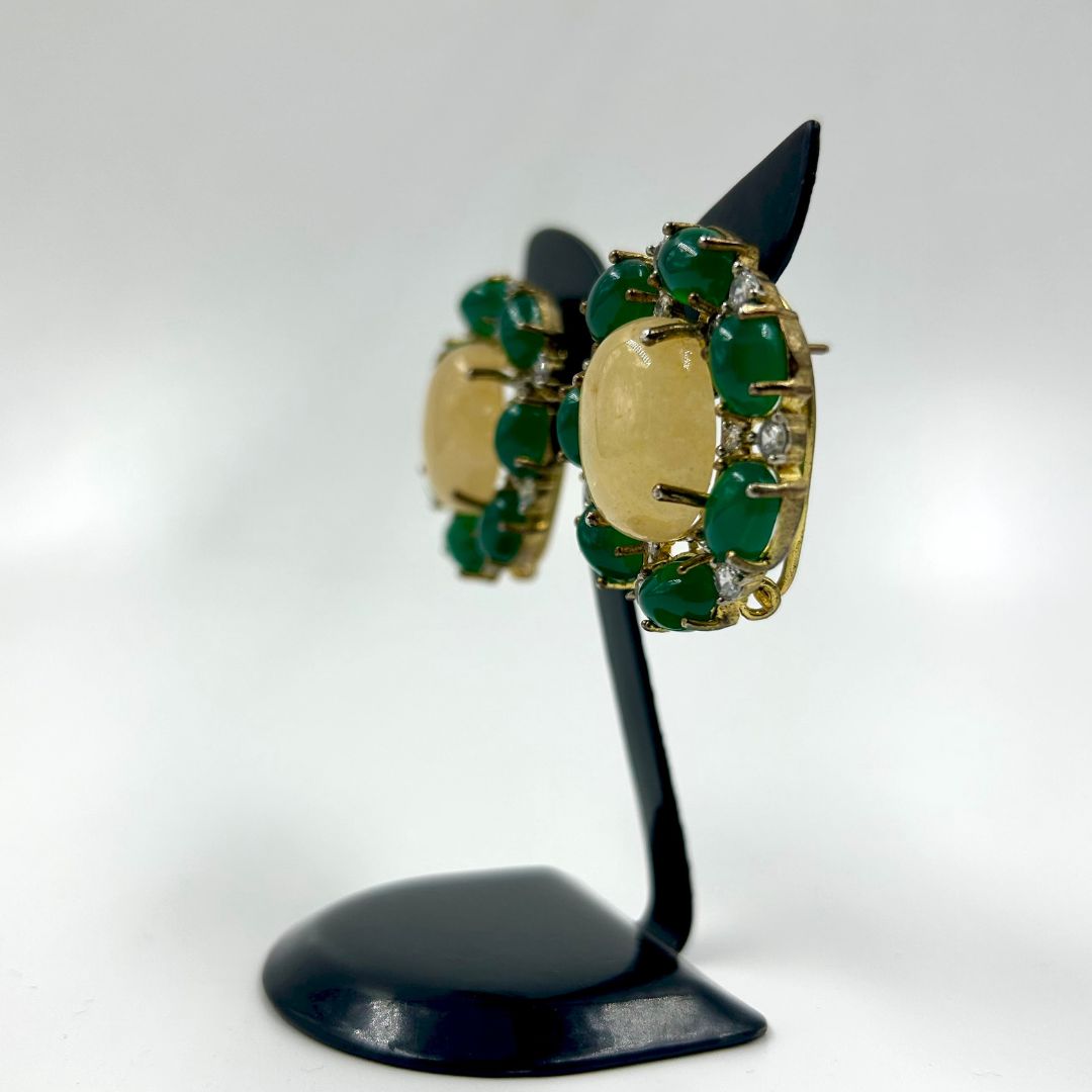 Emerald Glow Stone Stud Earrings