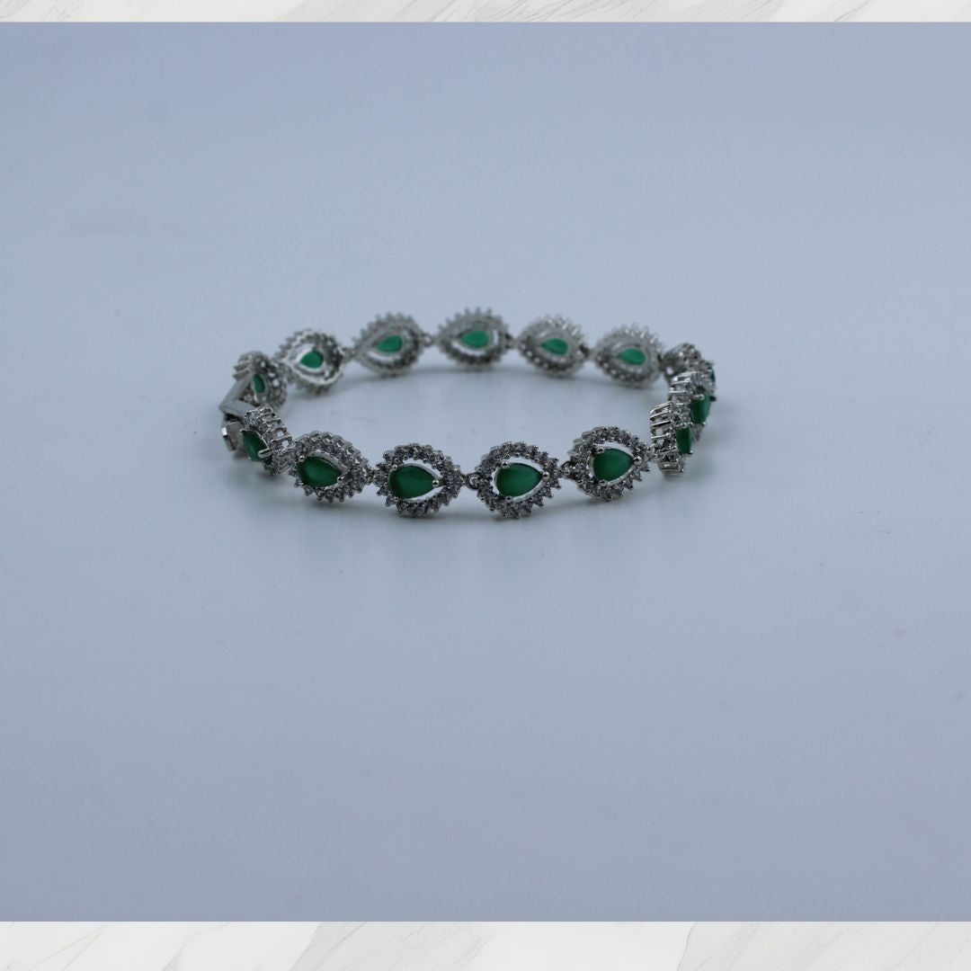 Emerald Mist Tear-Drop American Diamond Bracelet