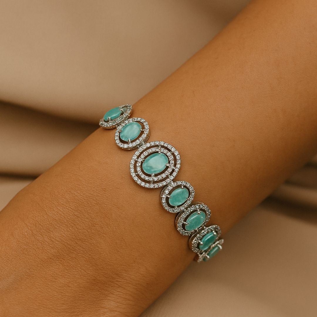 Emerald Glimmer American Diamond Bracelet