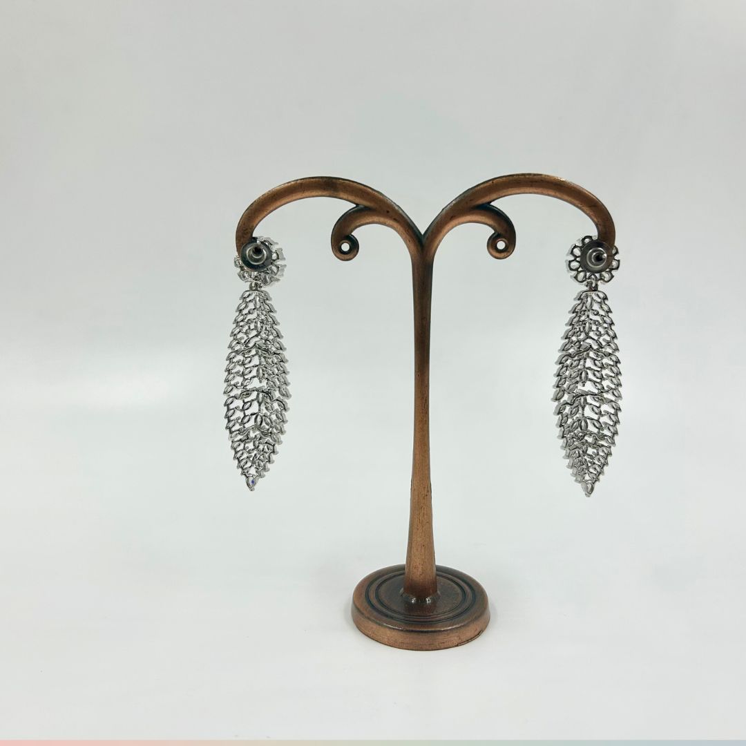 Frosted Fern American Diamond Earrings
