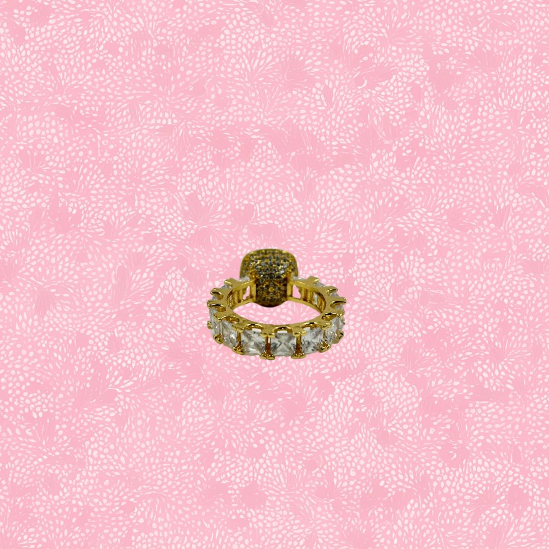 Golden Glimmer Cushion-Cut AD Ring