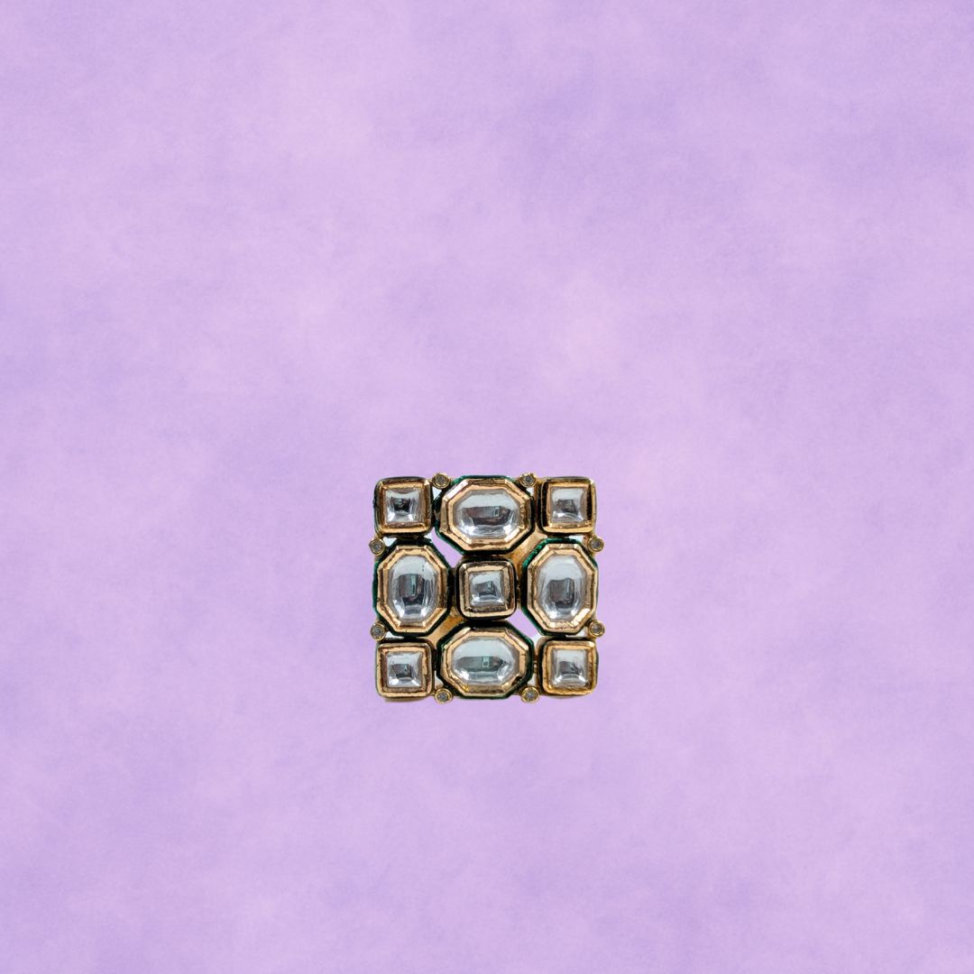 Ira Kundan Grid Ring