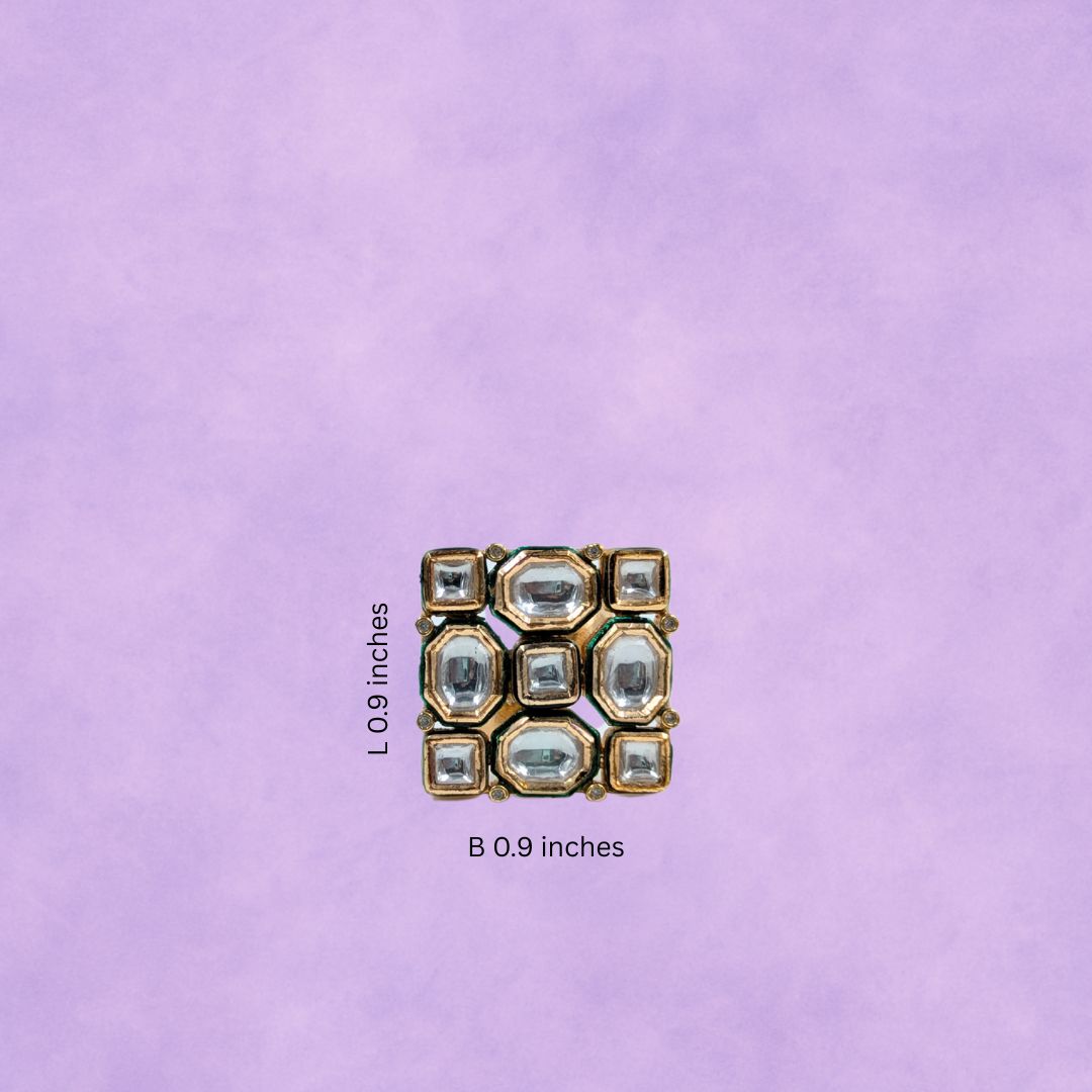 Ira Kundan Grid Ring