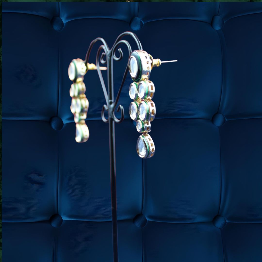 Luxe Cascade Kundan Drop Fashion Earrings