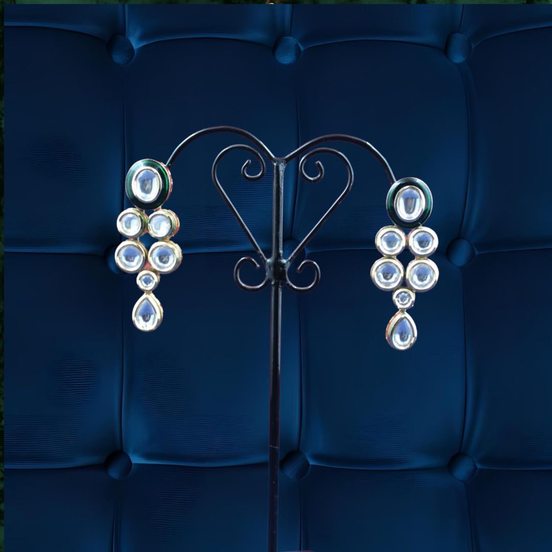 Luxe Cascade Kundan Drop Fashion Earrings