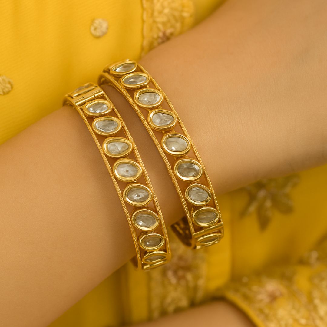 Majestic Glow Kundan Openable Bangles
