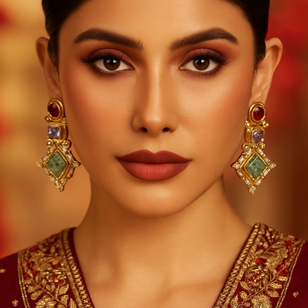 Majestic Mosaic Triple-Stone Earrings