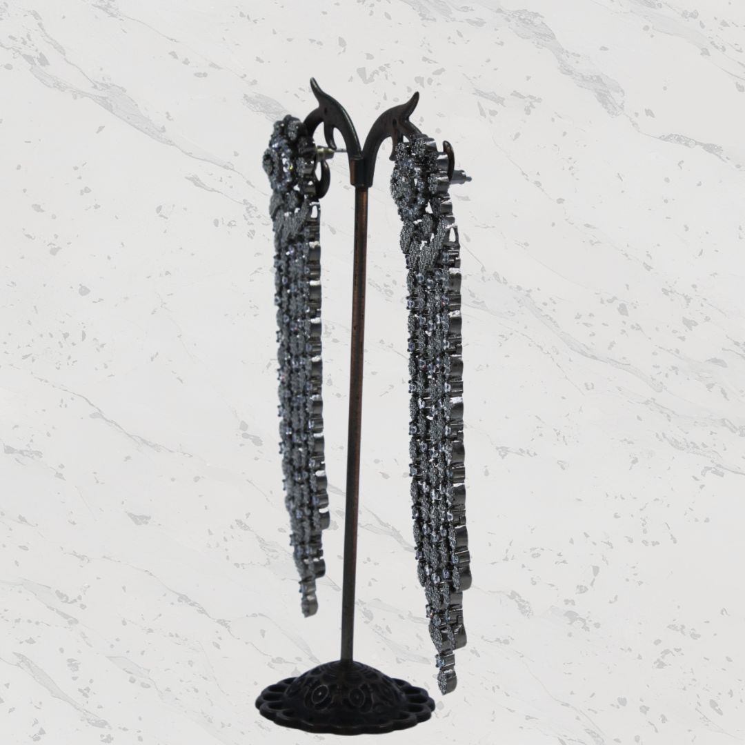 Midnight Drape American Diamond Earrings