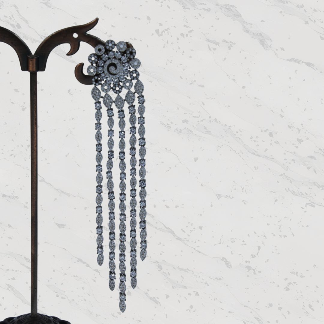 Midnight Drape American Diamond Earrings