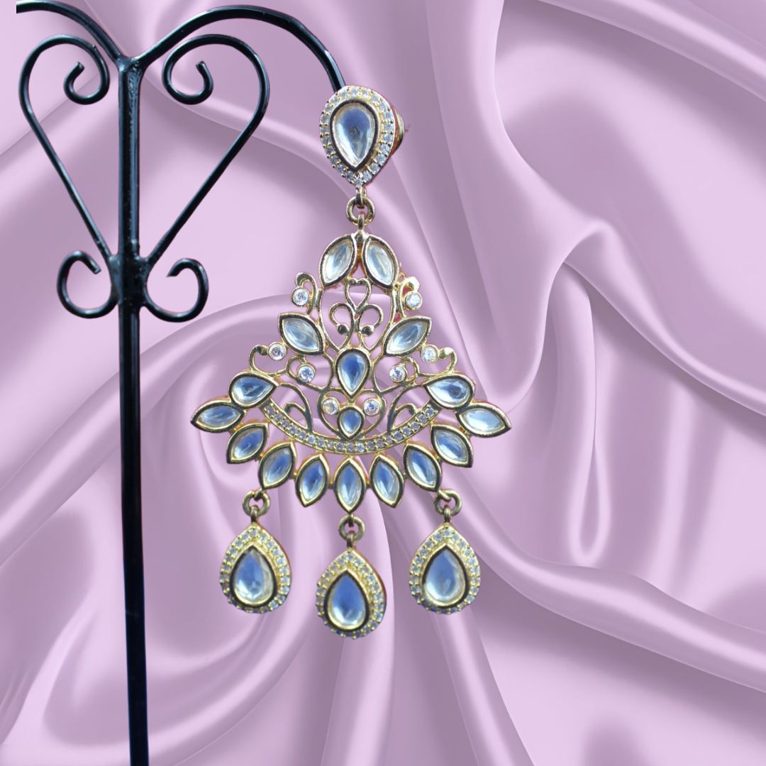Midnight Elegance Kundan Fashion Earrings