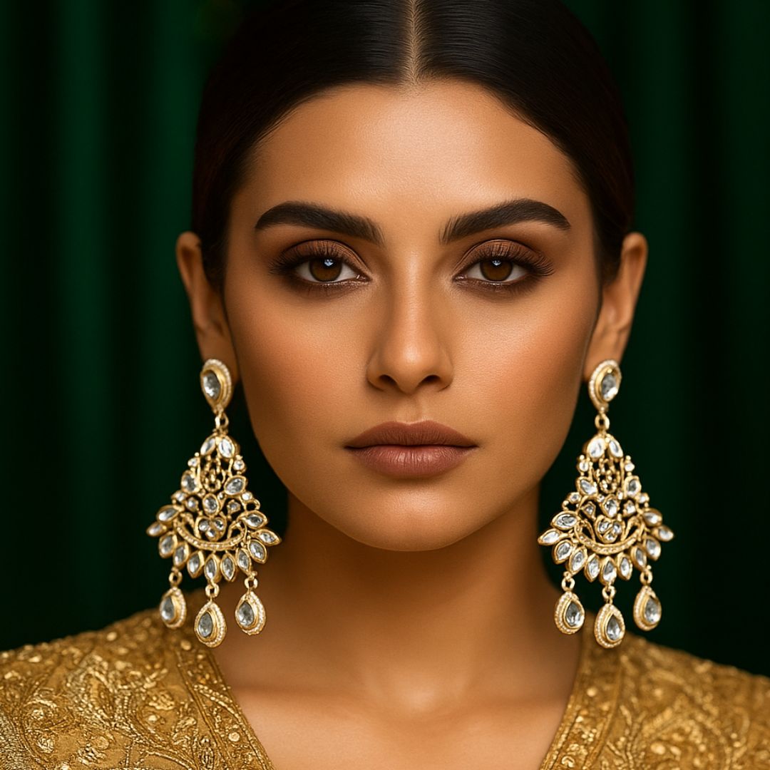 Midnight Elegance Kundan Fashion Earrings