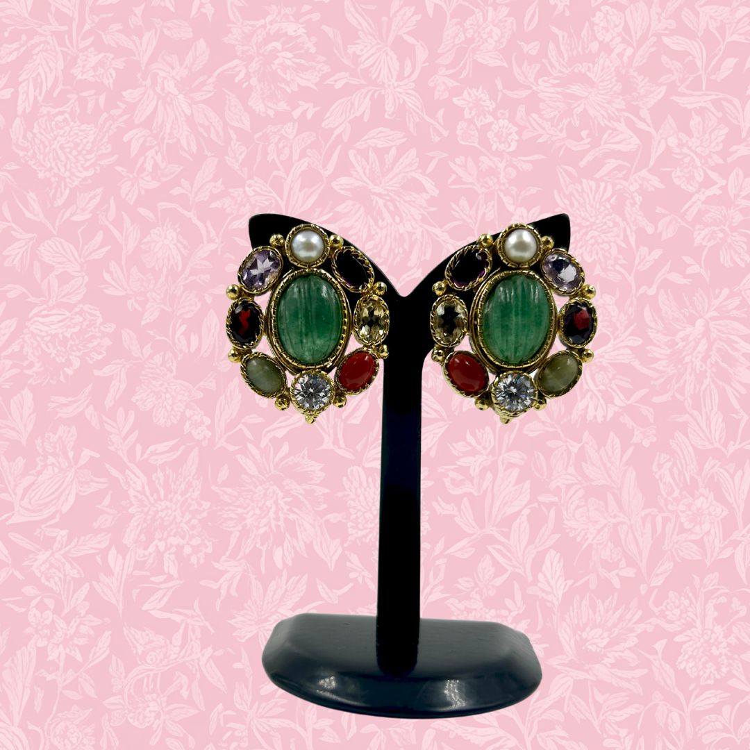 Navratna Elegance Real Stone Earrings