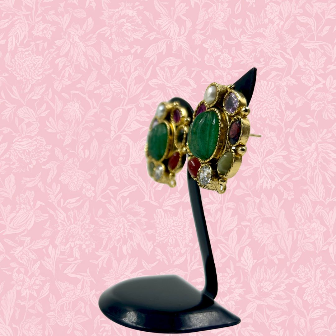 Navratna Elegance Real Stone Earrings