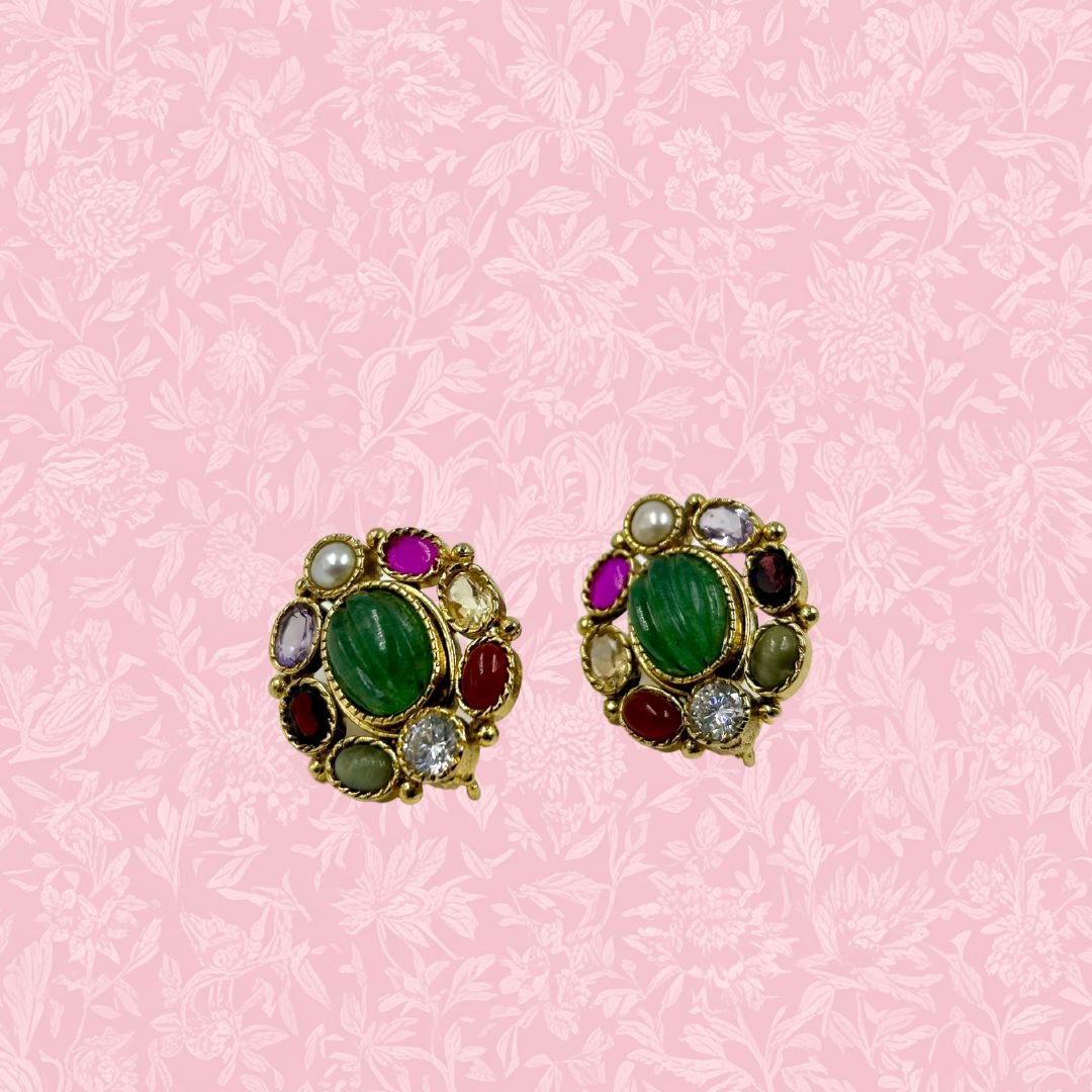 Navratna Elegance Real Stone Earrings