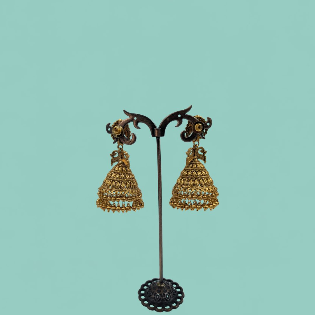 Peacock Grace Temple Jhumkas