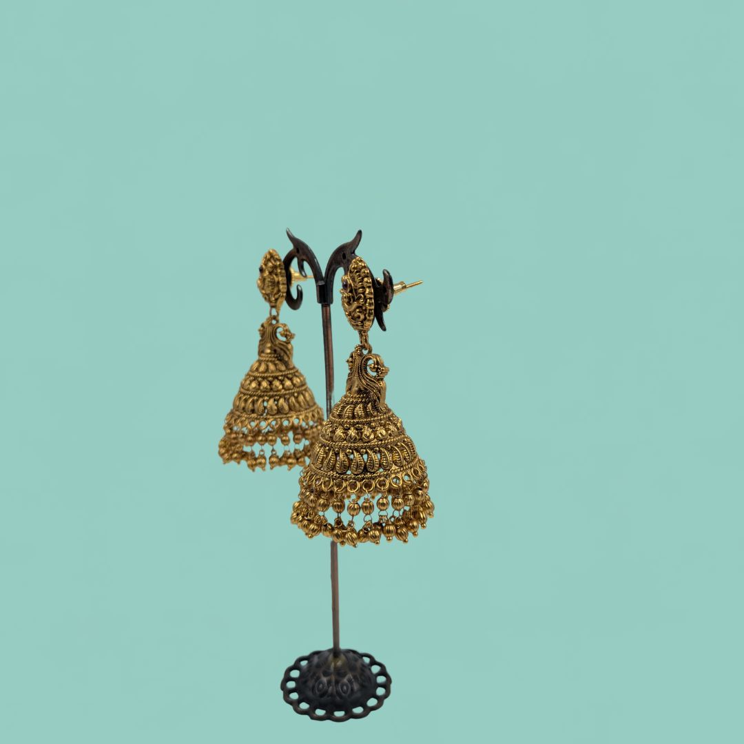Peacock Grace Temple Jhumkas
