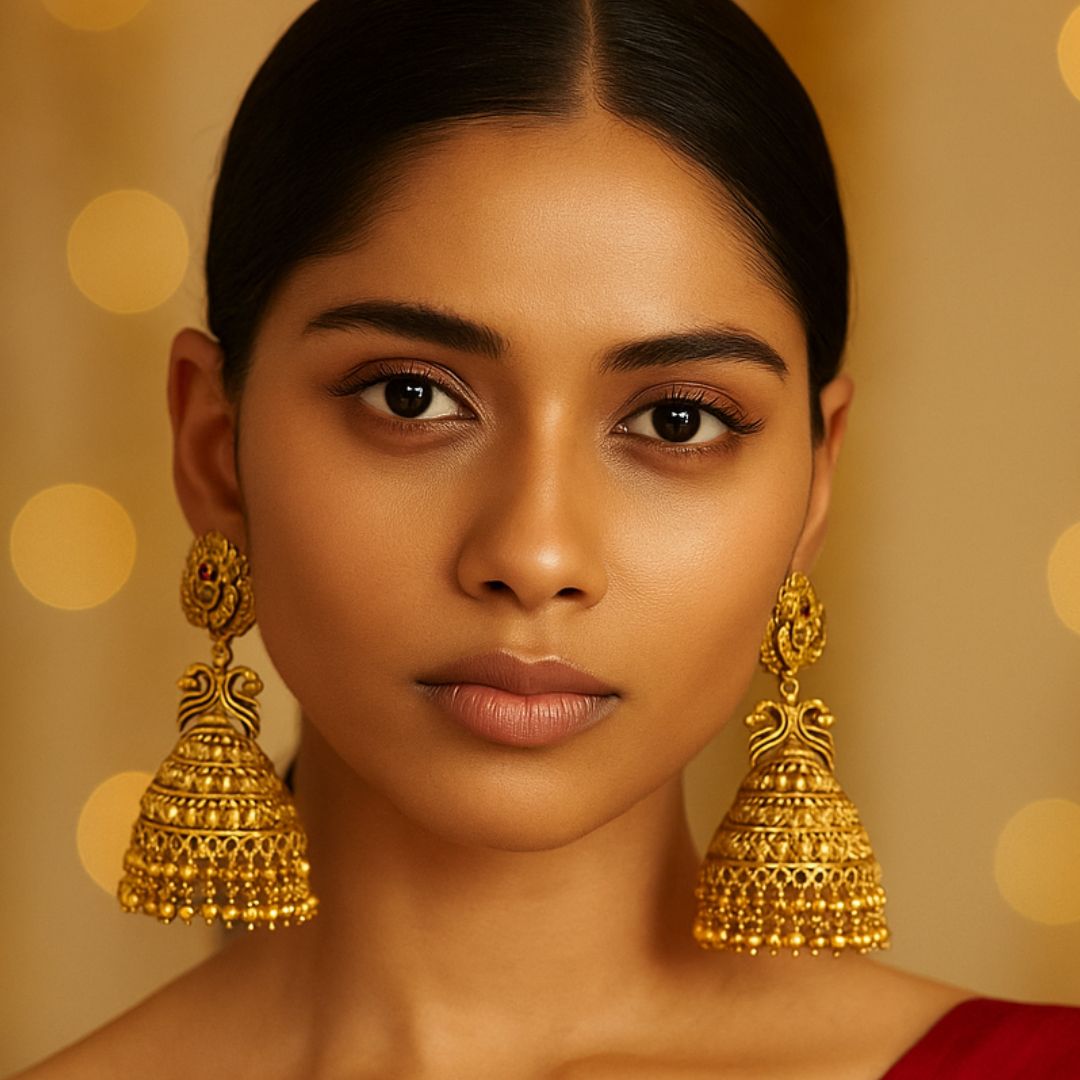 Peacock Grace Temple Jhumkas