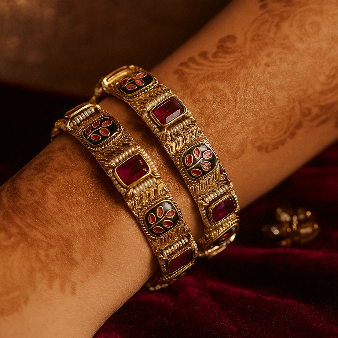 Regal Rose Polki Bangles