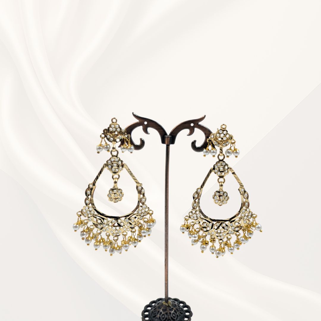 Ridhima Classic Pearl Jadau Earrings