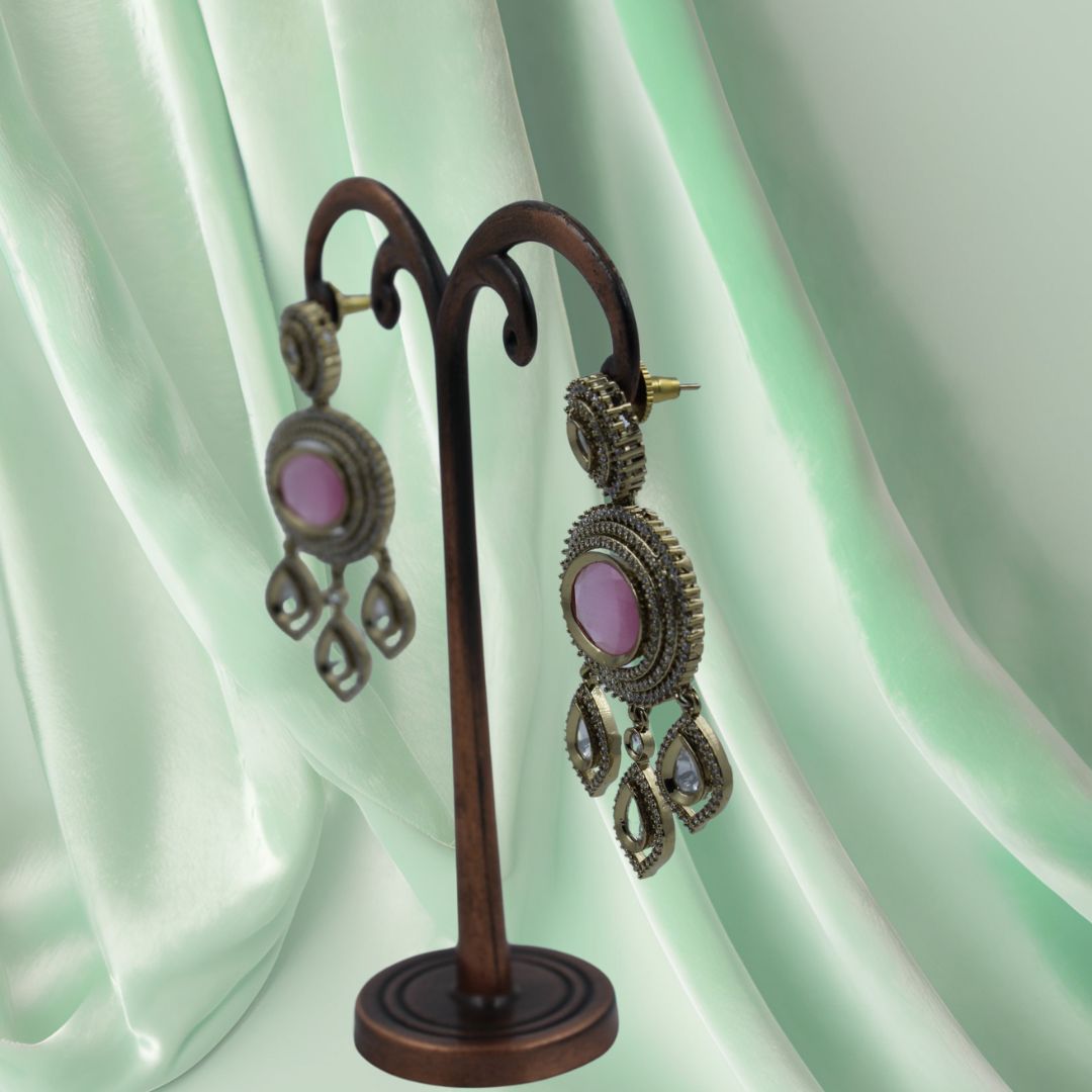 Rosé Radiance Vintage Drop Earrings