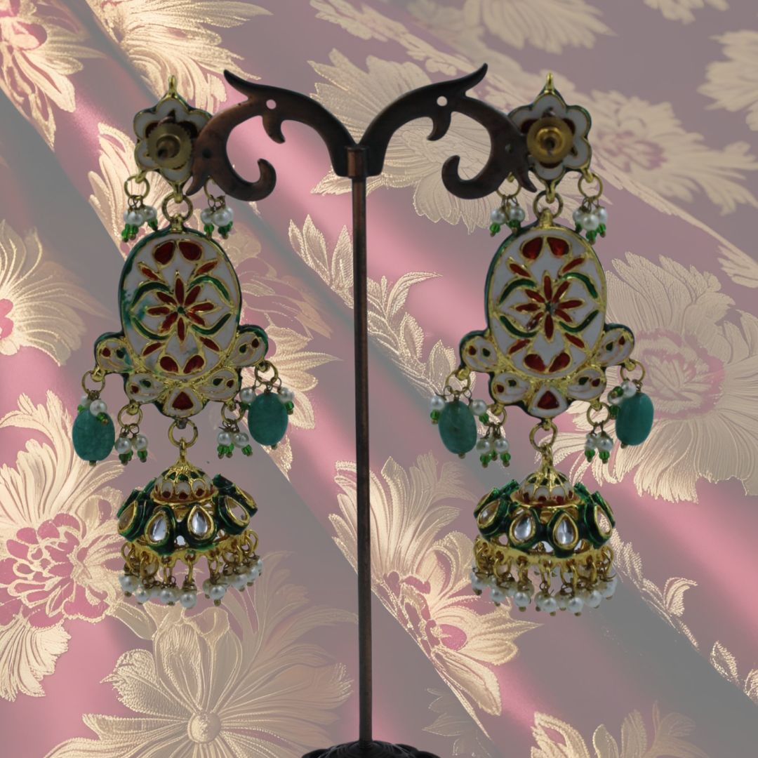 Royal Emerald Kundan Pachi Jhumkas