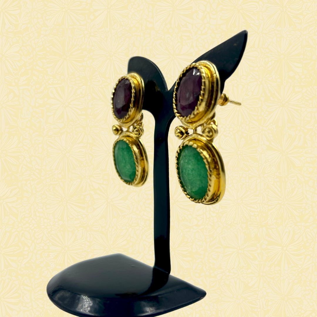 Royal Gem Duo Stone Earrings