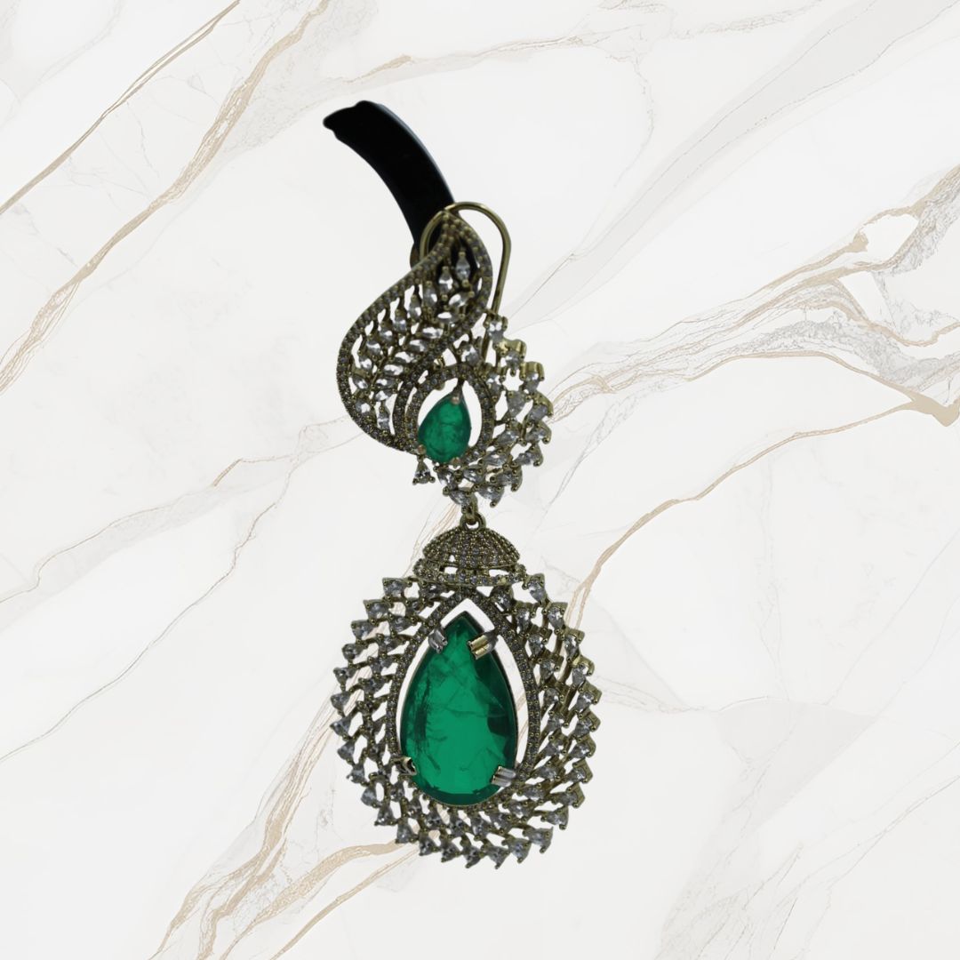 Royal Spiral Emerald Drop Earrings