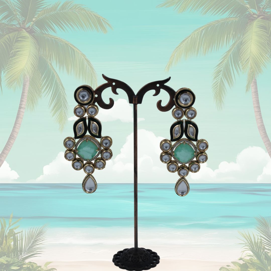 Emerald Glow Kundan Pachi Danglers